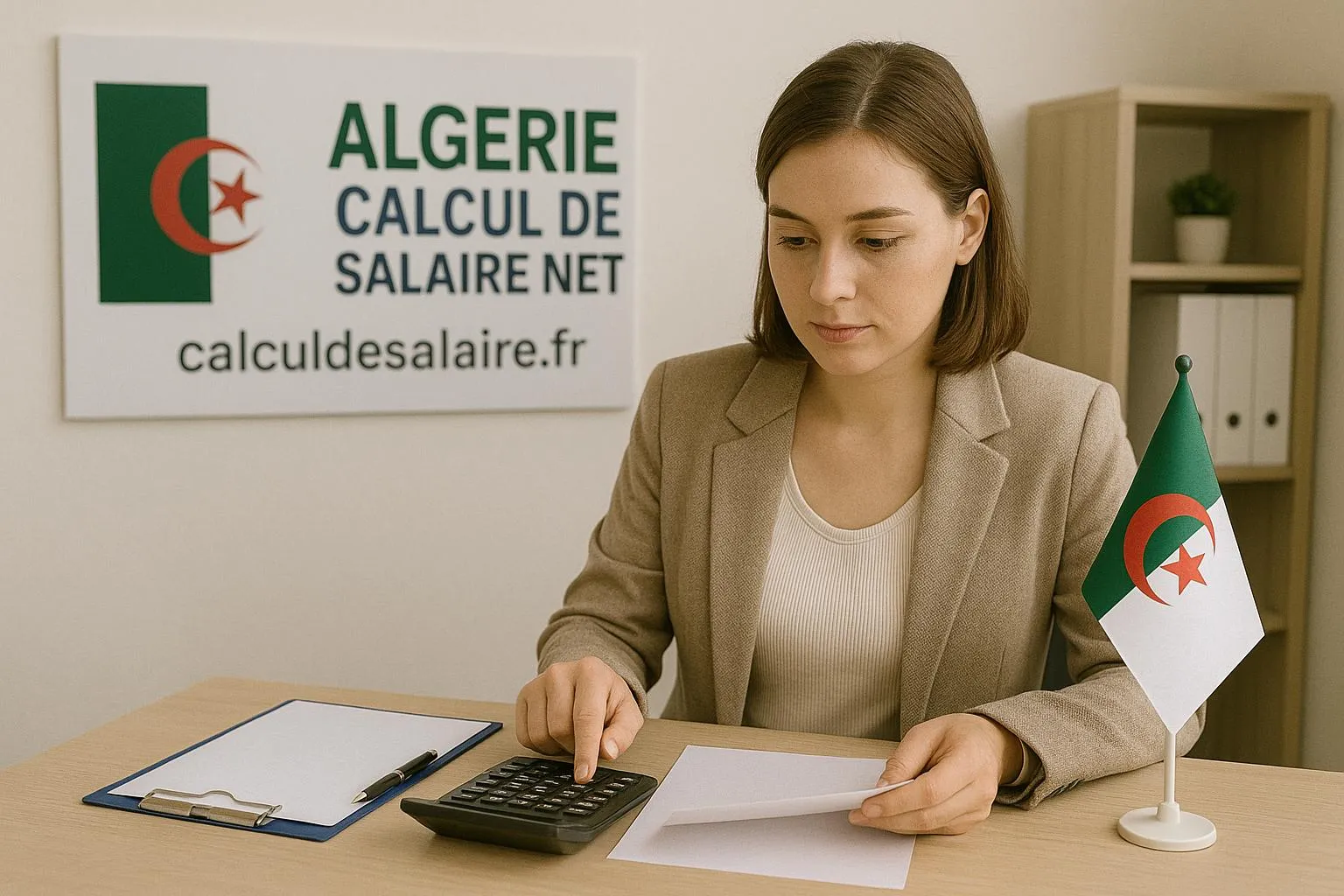 Bulletin de paie algérien avec les lignes cotisation CNAS, IRG et net à payer en dinars algériens