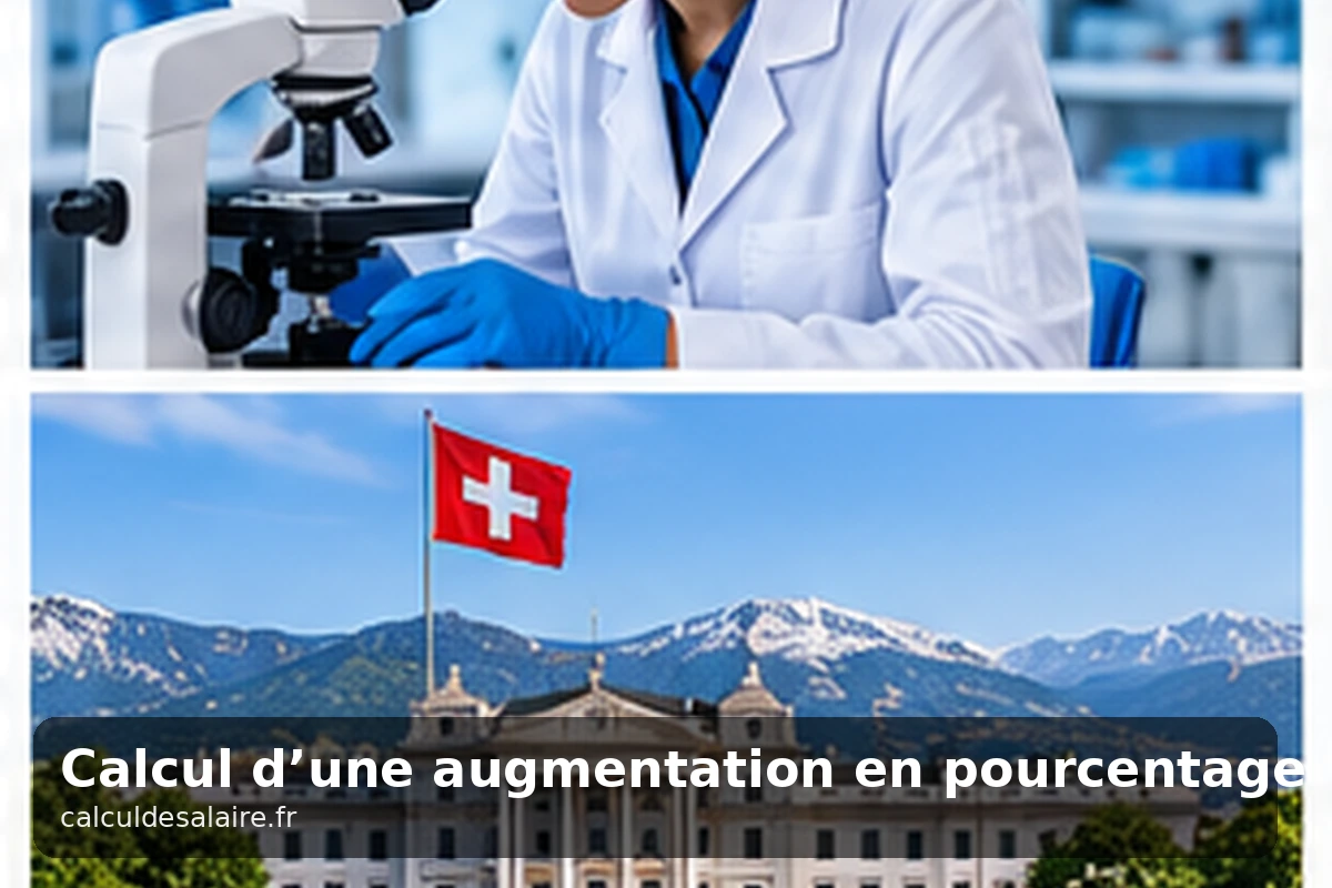 Deux bulletins de paie côte à côte comparant la ligne du net à payer avant et après une hausse de pourcentage