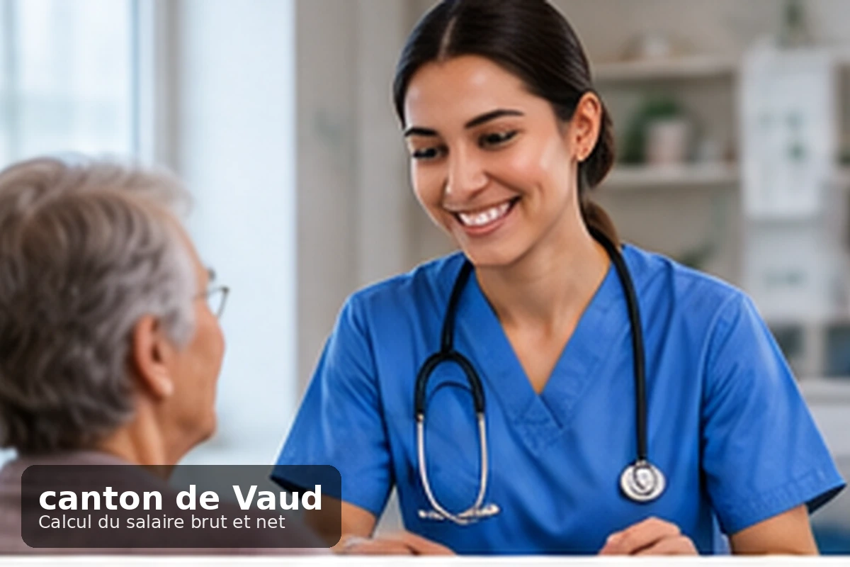Fiche de salaire vaudoise avec cotisations AVS, assurance-chômage, caisse de pension et impôt à la source