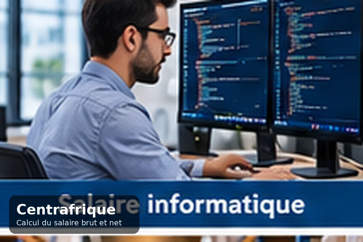 Bulletin de salaire centrafricain en francs CFA avec la ligne de cotisation CNSS à côté d'une calculatrice