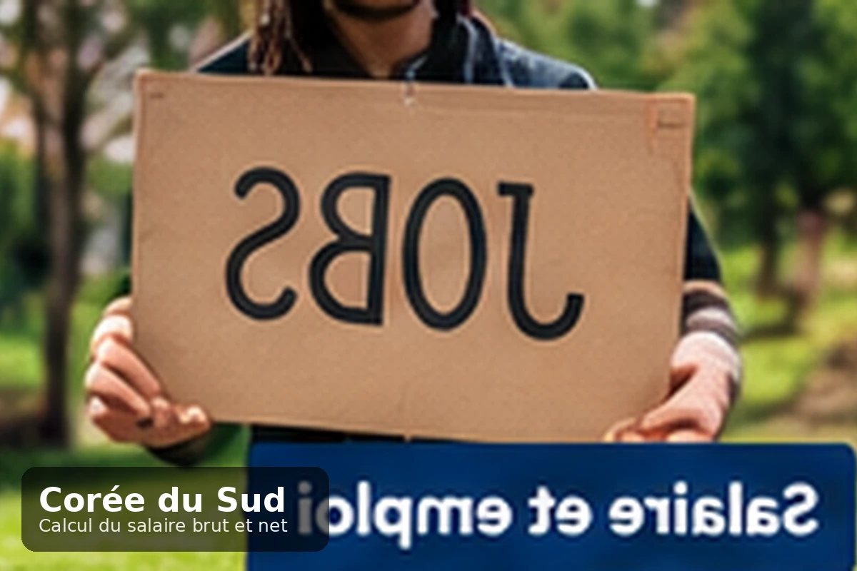 Fiche de paie coréenne avec lignes de cotisations et billets de wons posés sur un bureau