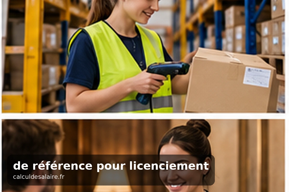 Calcul manuscrit de l'indemnité de licenciement avec salaire de référence, ancienneté et fraction de mois par année