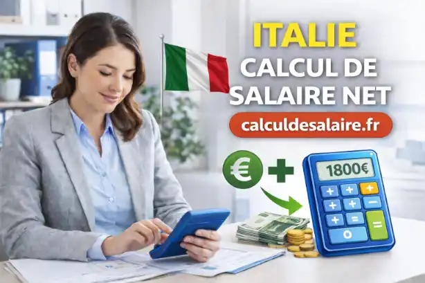 Bulletin de paie italien avec les lignes INPS, IRPEF et tredicesima, à côté d'une tasse de café et d'une calculatrice