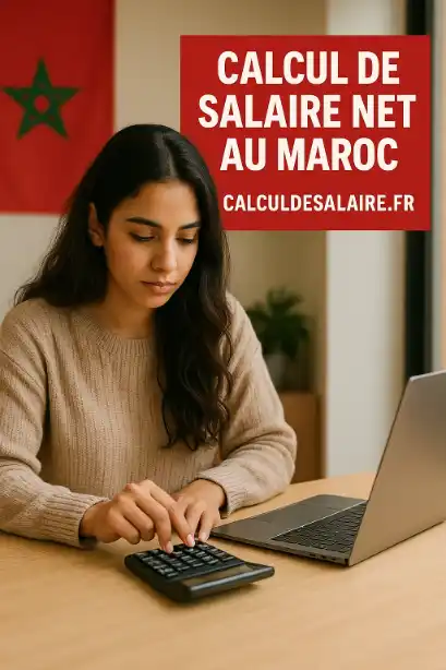 Billets et pièces de dirhams marocains posés à côté d'un bulletin de paie et d'une calculatrice
